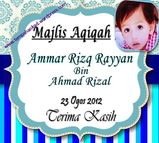 Thank you tag dan stiker Majlis Aqiqah Baby Ammar Rizq Rayyan.